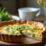 Rezeptidee Wein zum Essen Frühlingsquiche mit Bärlauch, Lauch und Ricotta – passend zum Welschriesling