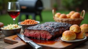 Rezeptidee Wein zum Essen Texas-Style Beef Brisket mit rauchiger Kruste und Syrah