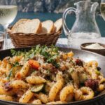 Rezeptidee Wein zum Essen Strozzapreti mit Zucchini, Mandeln & Zitronenabrieb – Foodpairing mit einem Glas Lugana DOC