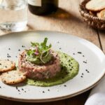 Rezeptidee Wein zum Essen Thunfischtatar, Wasabi, Assyrtiko, Weinpairing, Asia-Fusion