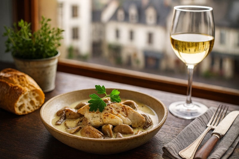 Wein zum Essen Beuchelle à la tourangelle mit Vouvray und Bistro-Flair