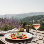 Tomaten-Carpaccio mit Burrata und Roséwein, Wein aus Frankreich